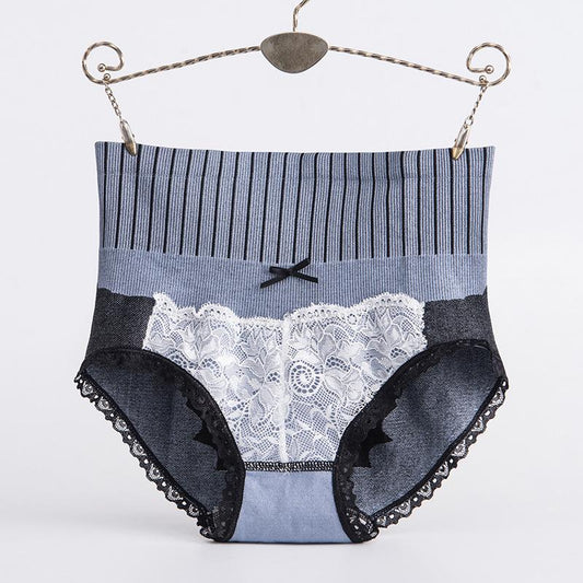 5Pcs/Set Women's Breathable Skin-friendly Lace Panties Soft Seamless Underpants Elastic High-waist Comfortable Cotton Crotch Briefs