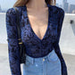 Women's Spring and Autumn Long-sleeved Shirt V-neck Slim Bottoming Top