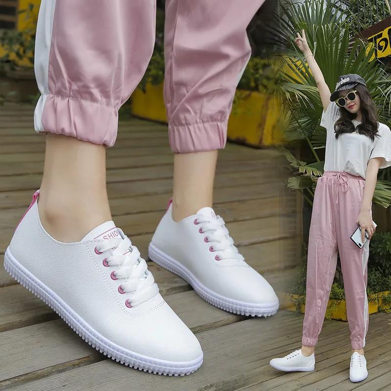Women's Soft-soled Non-slip Flat Driving Shoes Breathable White Shoes