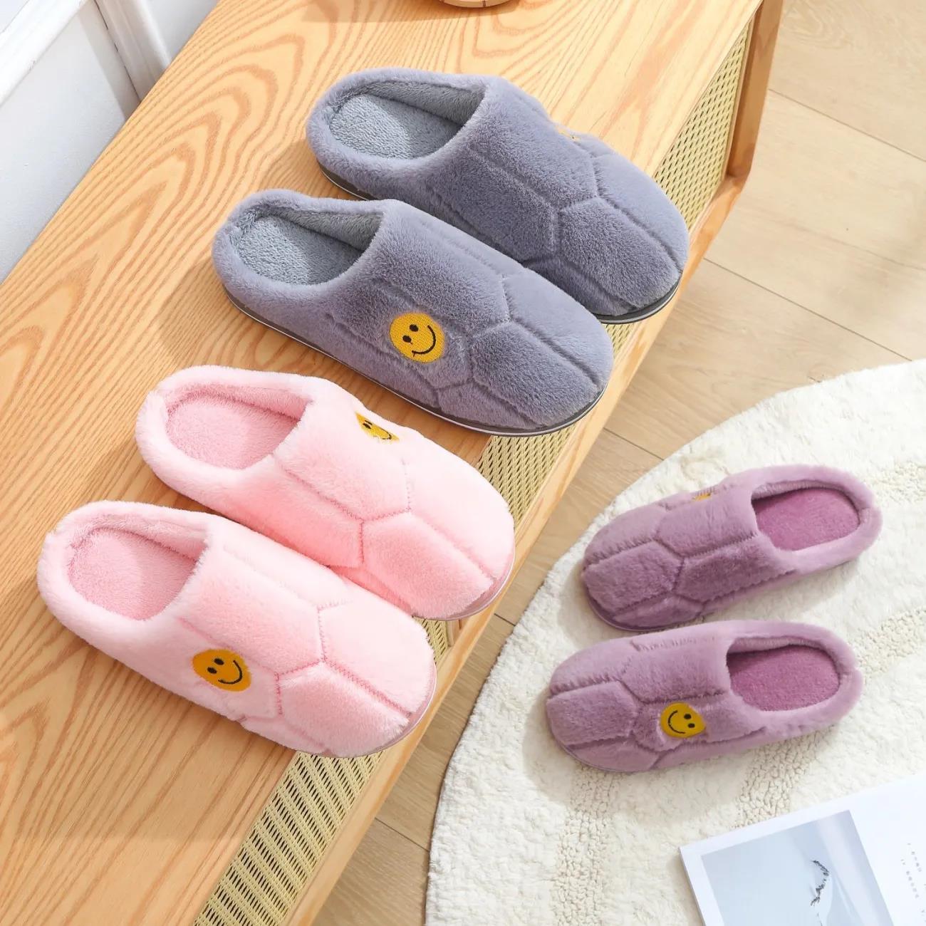 Autumn and Winter Pure Cotton Slippers Indoor Non-slip Soft-soled Shoes Warm Simple Plush Cotton Shoes