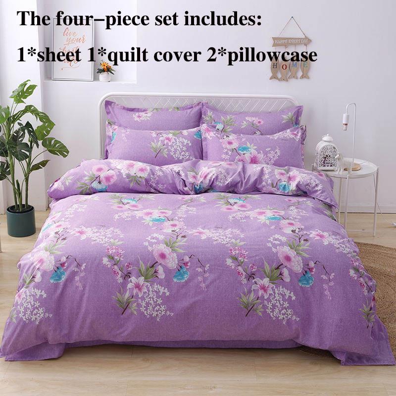 Thickened Pure Brushed Four-piece Bedding Bed Linen Quilt Cover Skin-friendly Simple Quilt Cover Student Dormitory