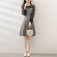 Dress Women's 2021 Spring and Autumn Waist Waist Slimming Plaid A-line Dress