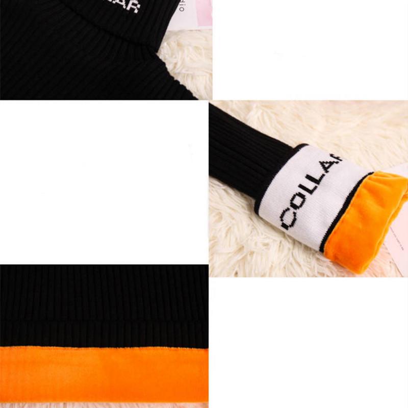 Pofulove sweater Slim thick letter short section long sleeves inside student turtleneck sweater base