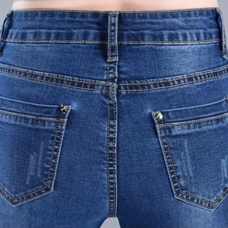Spring and Autumn High Waist Stretch Jeans Women's Small Feet Trousers Women's Thin Pencil Pants