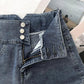 High Waist Denim Shorts Female Summer Korean Version of Ins Retro Metal Chain Design Sense A-line Wide-leg Pants