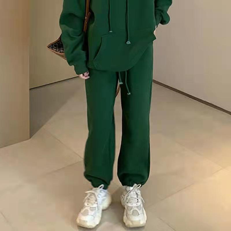 Sweatshirt Sports Suit Fleece Thickened Sports Suit Women's Autumn and Winter Loose Sweater Women's + Leggings Pants Two-piece Set