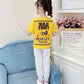 Cartoon Letter Printing Children's Suit Girls Summer Short-sleeved Trousers Sports Leisure Loose and Comfortable Breathable Children's Two-piece Set
