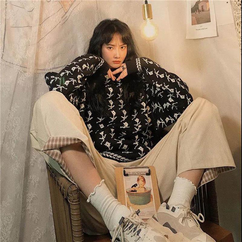 Autumn and Winter Models Plus Velvet Pants Korean Loose Wild Trend Vibe Retro Corduroy Wide-leg Pants Women