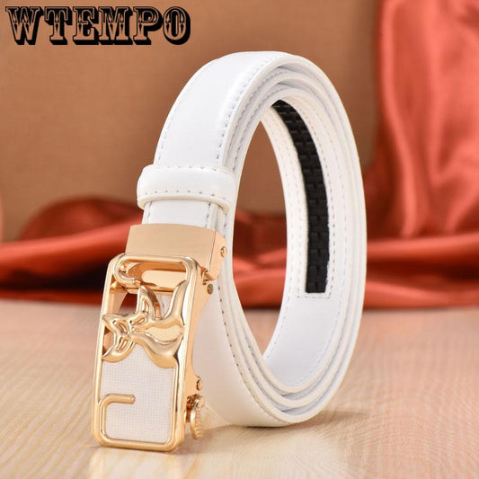 Genuine Leather Belts for Women Automatic Buckle Waist Belt for Jeans Pants Designer Waist Belt