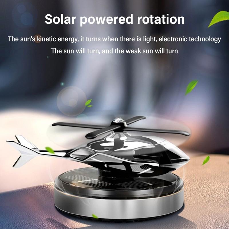 Helicopter Shape Solar Aroma Diffuser Car Decoration Ornaments Aluminum Alloy Solar Rotating Aircraft Car Accessories