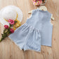 2PCS Summer Baby Girls Casual Korean Style Sleeveless Plaid Vest T-shirt Tops+Shorts Suits Costumes Set