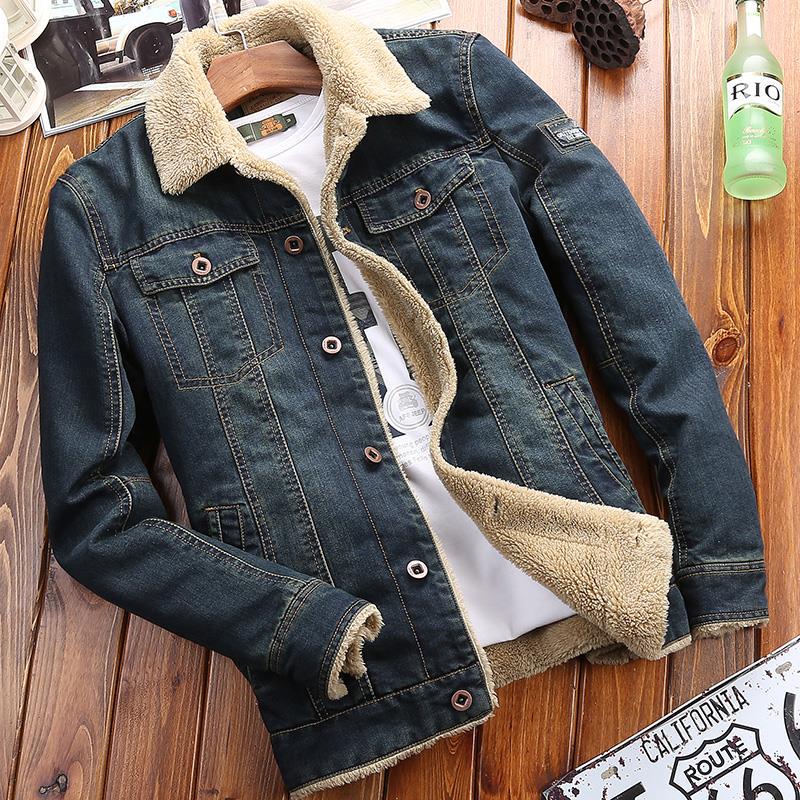 Mens Denim Jacket Autumn Fashion Men's Jeans Jackets Coats Winter Men Plush Thicken Warm Jacket