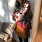 Half High Neck Pullover Sweater Women Fall Winter Casual Fashion Loose Contrast Color  Geometric Pattern Long-sleeved Sweater