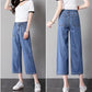Korean Style Loose Student Wide-leg Jeans Women Summer Thin Simple Straight-leg Pants Women's High Waist Cropped Trousers