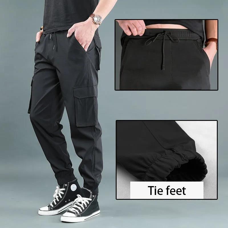 Men's Pants Autumn Overalls Loose Stretch Quick-drying Pants Drawstring Drawstring Pants Harem Pants Large Size Casual Pants
