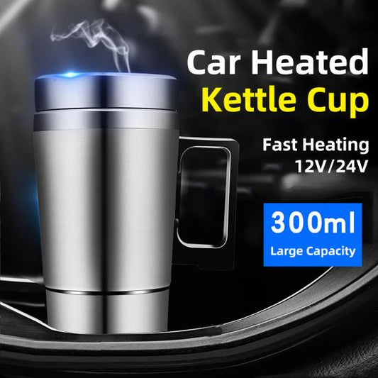 Car Electric Kettle Detachable Fast Heating 12/24V 380ml Stainless Steel Electric Car Heated Kettle Cup for Water Tea Coffee Milk