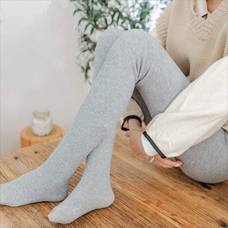 Warm and Velvet Padded Leggings Women's Outer Wear Was Thin Warm Pants Cotton Vertical Strips High Waist Step-on-the-foot Pantyhose