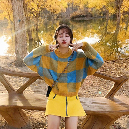 Autumn and Winter Loose Sweater Short Sweet Style Top Simple Loose Female Jacket