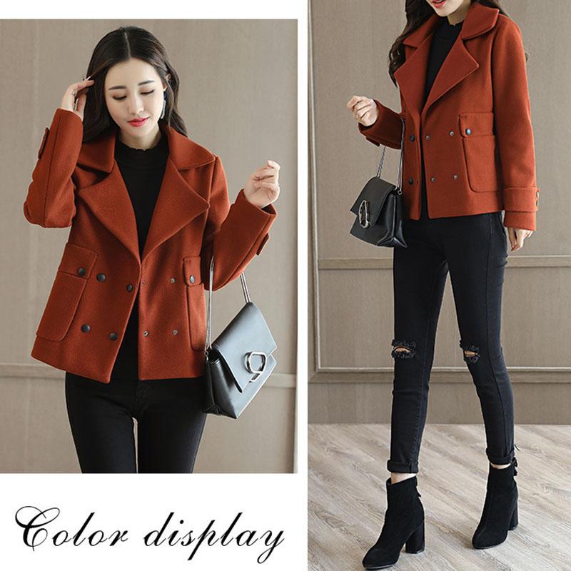 Woolen Jacket Women's Short Autumn and Winter Jacket Women's Solid Color Casual Coat