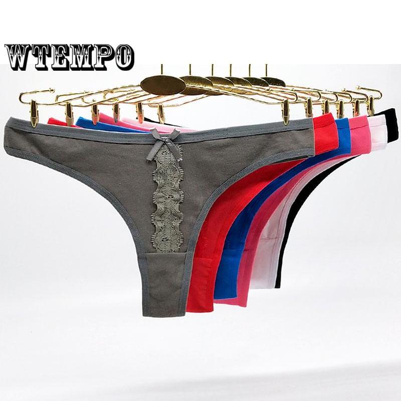 6 Pcs/Lot Thong Underwear low-Rise Sexy Lingerie G-String Lace-Print Romantic Women Sexy