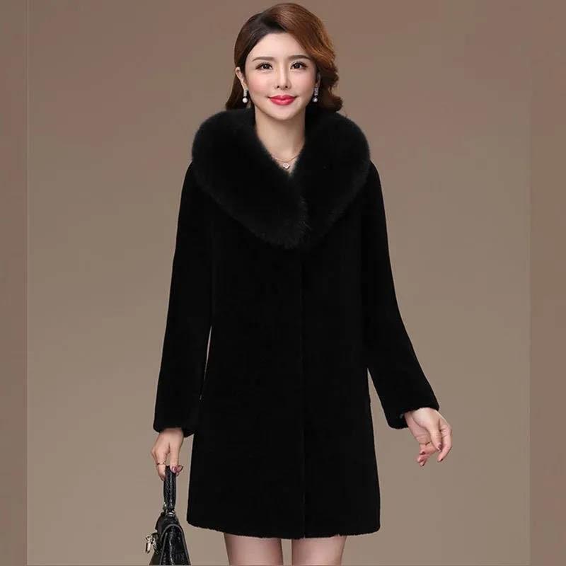 Fur Coat Women's Mid-length Coat Granular Fleece Imitation Lamb Hair Plus Size Thickening Mother's Dress