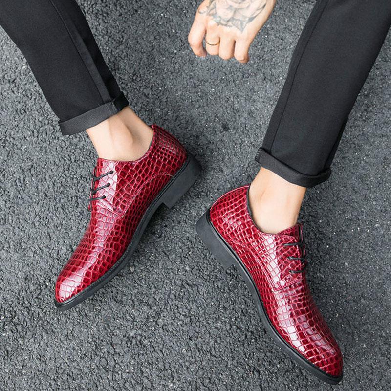 Men's Shoes Alligator British Pointed Men's High Heeled Shoes Personality Heightening Shoes Hair Stylist European Men's Shoes