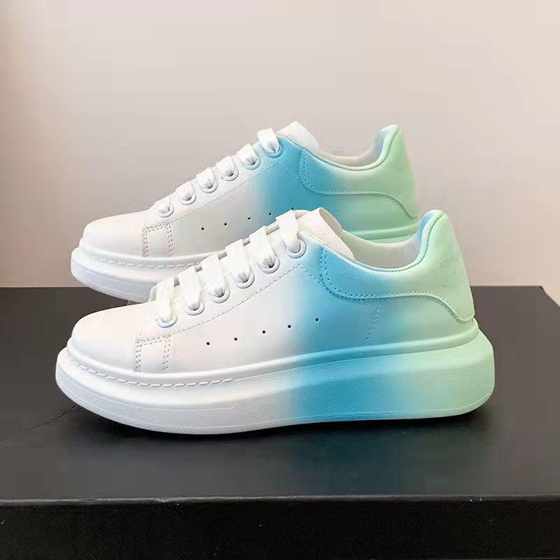 Female Gradient Color Small White Shoes Ladies Personality Casual Shoes Spring and Autumn Students Korean Version All-match Thick Bottom Shoes