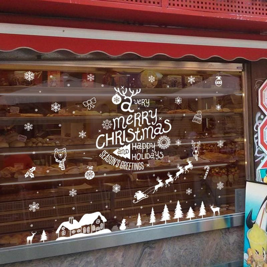 Christmas Snow House Festival Arrangement Sticker  Shop Window Glass Window Sticker