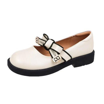 Female British Loafers Summer Small Leather Shoes Retro Medium Heel Comfortable Shoes Cute Low Wedge Lady Shoes with Skirt Lolita Shoes for Girls