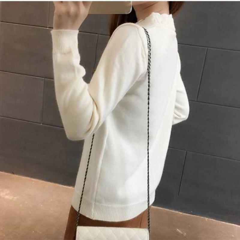 Pofulove Korean Wild Loose Long Sleeve Sweater Winter Half-high Collar Thick Sweater Women