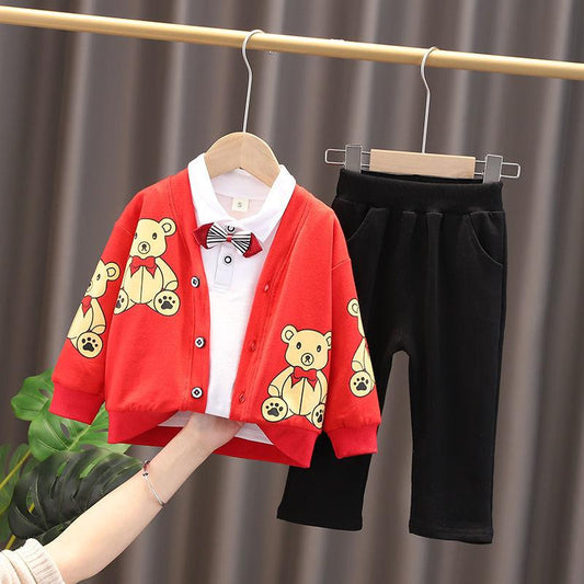 Boys and Girls Spring and Autumn Suits 1-5 Years Old Sweatshirt Shirt Suit Casual Suit Home Service Three-piece Sets