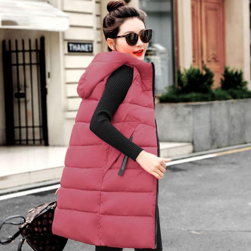Winter Ladies Hooded Down Vest Jacket Fashion Glossy Down Cotton Sleeveless Jacket Thicken Warm Winter Vest