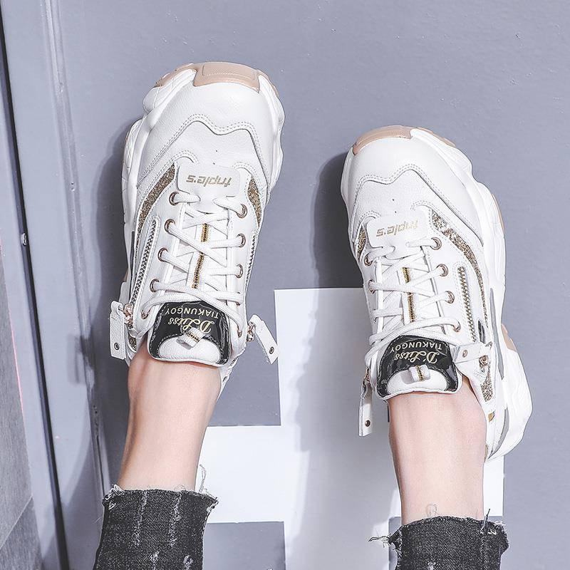Women Platform Shoes Fashion Mesh Ladies Wedge Sneakers Breathable Vulcanized Shoes Dad Shoes