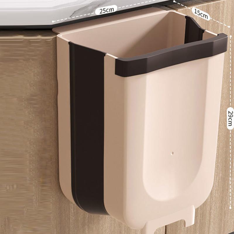 Kitchen Trash Can Folding Hanging Household Cabinet Door Wall Hanging Storage Bin Trash Bin Kitchen Waste Trash Basket Vehicle