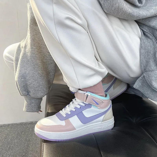 Women's High-top Sneakers, Sneakers, Leather Waterproof, Leisure, All-match Student High-top Sneakers