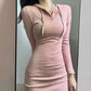Feminine Slim Stretch Dress Sports and Leisure Show The Figure Sexy European and American Hooded Mid-length Bag Hip Dress