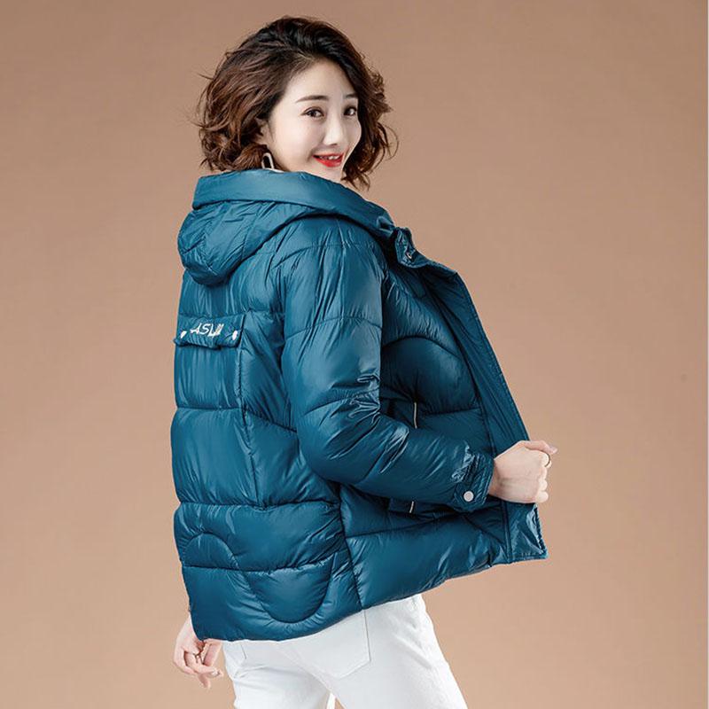 Short Shiny Down Padded Coat Women Autumn/winter Padded Women Korean Loose Hooded Bread Jacket