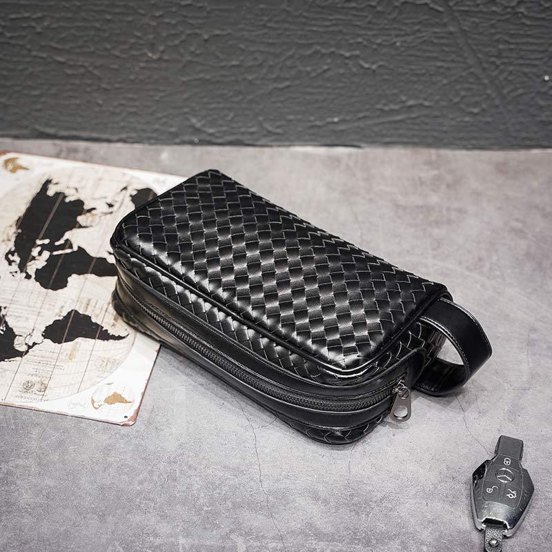 Long Wallet Men Anti-theft Multi-function Woven Card Holder Clutch Bag Purse Hand-held Wallet