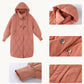 Down Jacket Winter Thick Horn Buckle Hooded Cotton-padded Jacket Korean Version of The Diamond Lattice Mid-length Over-the-knee Down Jacket for Women