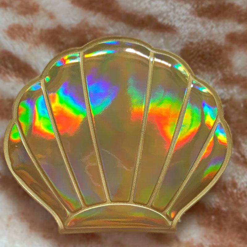 Shell Double-sided Mirror with Flip Cover Color PU Ladies Makeup Mirror Foldable Travel Date Essential Makeup Portable High-definition Lightweight