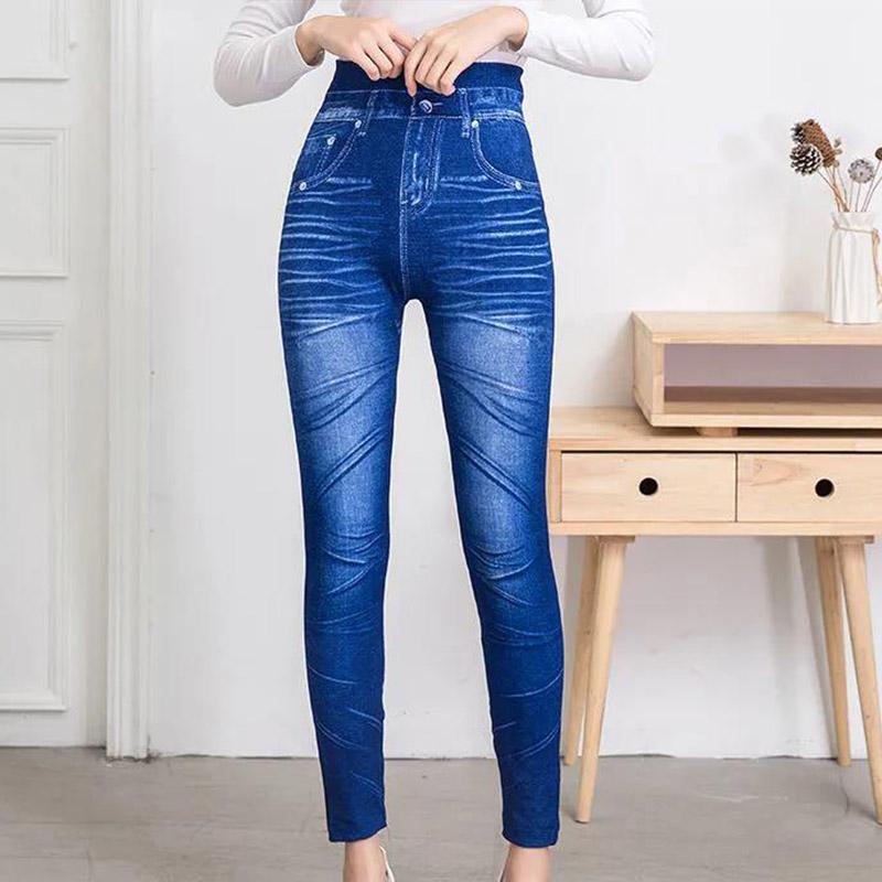 Plus Velvet Winter Thick Pants Women's Outer Wear Women's Trousers Imitation Jeans High Waist Stretch Warmth Thin Cotton Trousers