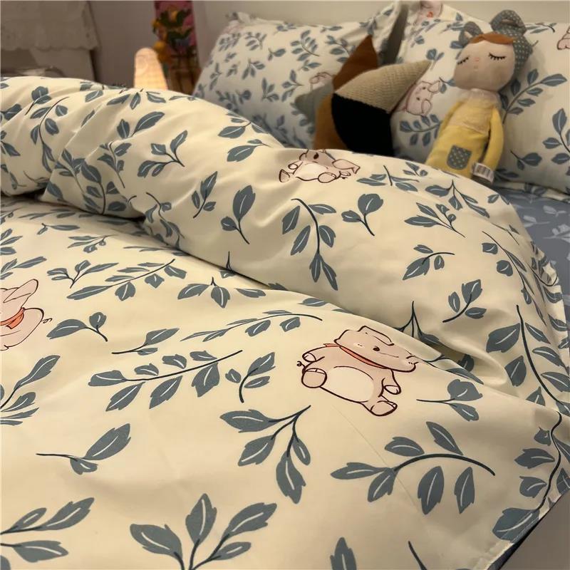 Nordic Simple Wavy Striped Quilt Cover Four-piece Student Bed Sheet Quilt Cover 1.8 Dormitory Bedding