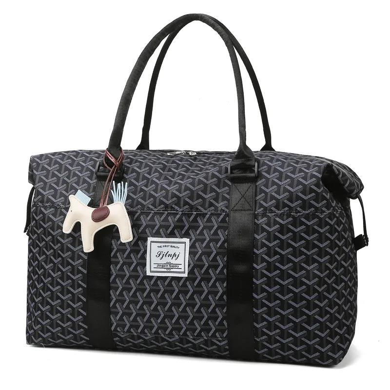 Large Capacity Travelling Bag Portable Luggage for Business Trip Korean Dog Tooth Bag Ladies Leisure Single Shoulder Bag Waterproof Storage Bag