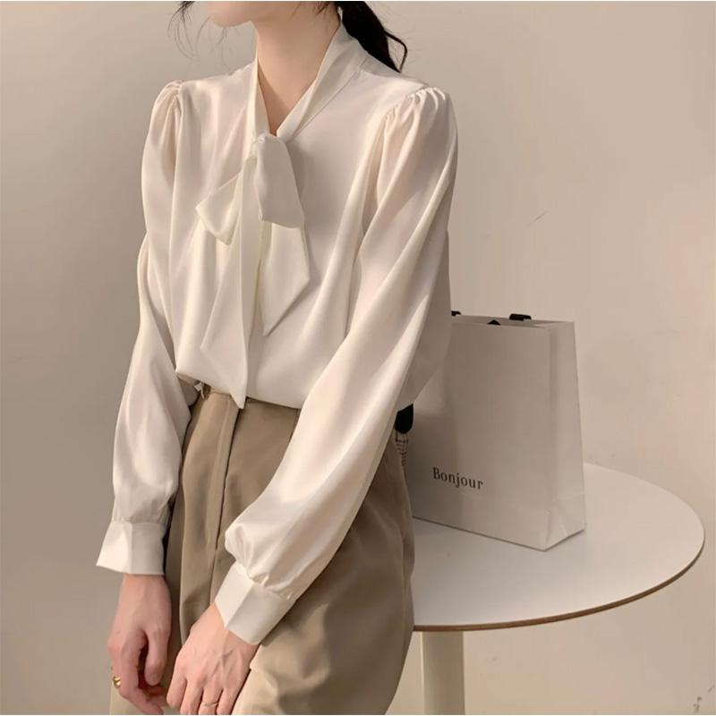Bow Knot Shirt Women's Long Sleeve Design Chiffon Top Professional Dress Shirt