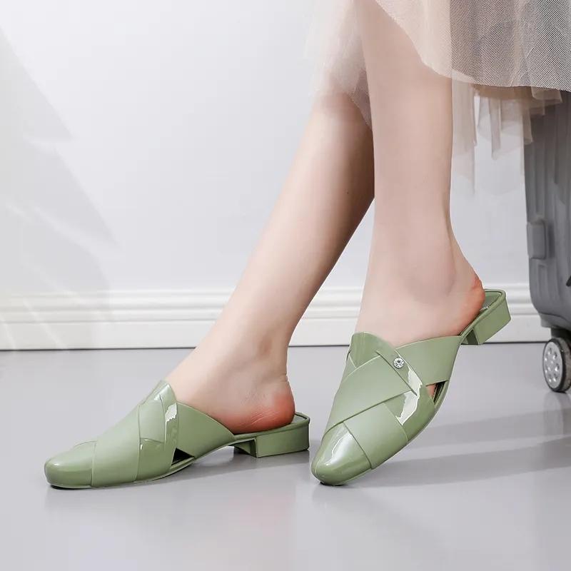 Slippers Women's Summer Fashion Korean Version Casual All-match Comfortable Low-heeled Baotou Slippers Non-slip Soft Bottom Jelly Slippers