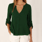 Elegant Chiffon Shirt Women Long-Sleeved V-neck Loose Large Blouses V Neck Tops Solid Color Shirts Woman Summer Clothing