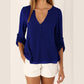 Elegant Chiffon Shirt Women Long-Sleeved V-neck Loose Large Blouses V Neck Tops Solid Color Shirts Woman Summer Clothing