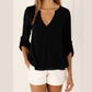 Elegant Chiffon Shirt Women Long-Sleeved V-neck Loose Large Blouses V Neck Tops Solid Color Shirts Woman Summer Clothing