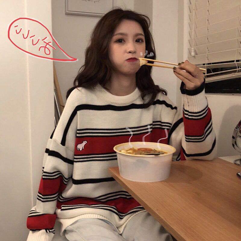Pofulove Thick Winter Sweater Women Loose Pullover Harajuku Style Sweater Long-sleeved Jacket