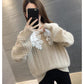 Spring and Autumn Style Outer Wear Lace Doll Collar Sweater Loose Long Sleeve Sweater Women